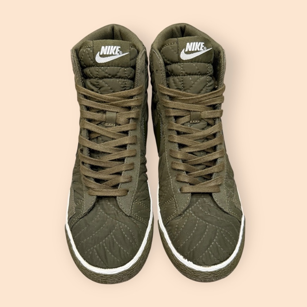 Nike Blazer Mid Premium SE Hi Top Green Quilted Sneakers W 7.5